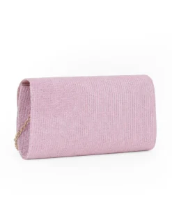 DIVAS - Pochette rose gold con patta e dettaglio di strass
