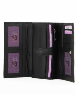 DIVAS- Portafoglio nero da donna con patta in VERA PELLE