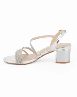 DIVAS - Sandalo gioiello argento con strass, tacco 5CM