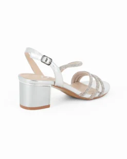 DIVAS - Sandalo gioiello argento con strass, tacco 5CM