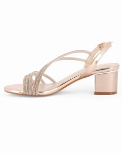 DIVAS - Sandalo gioiello rose gold con cinturini in strass, tacco 5CM