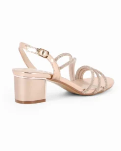 DIVAS - Sandalo gioiello rose gold con cinturini in strass, tacco 5CM