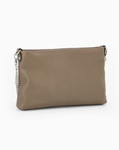 DIVAS - Tracolla taupe in VERA PELLE con occhielli