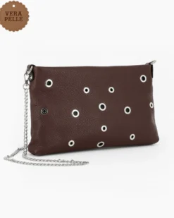 DIVAS - Tracolla testa moro in VERA PELLE con occhielli