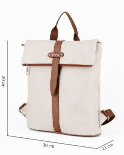 DIVAS - Zaino beige con finiture cuoio in VERA PELLE, MADE IN ITALY