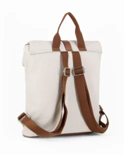 DIVAS - Zaino beige con finiture cuoio in VERA PELLE, MADE IN ITALY