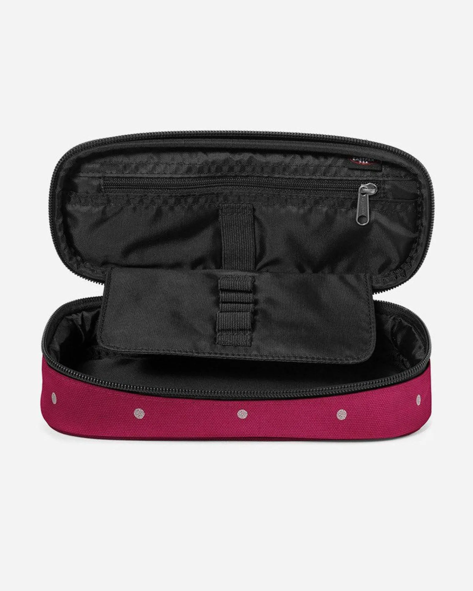 EASTPACK - ASTUCCIO OVAL SINGLEB BORDEAUX A POIS SILVER, EK000717_6W51