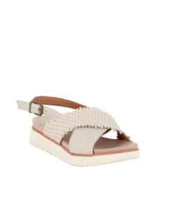 ELLEN BLAKE - Sandalo burro in VERA PELLE con fasce incrociate, tacco 3,5CM