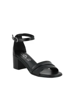 ELLEN BLAKE - Sandalo nero in VERA PELLE con cinturino alla caviglia, tacco 5,5CM