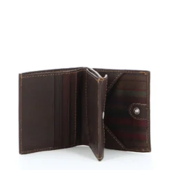 EMPORIO - Portafoglio marrone in VERA PELLE con scomparto banconote e tasca posteriore portaspicci