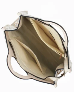ENRICO COVERI - Borsa a mano loggata bianca con tracolla removibile