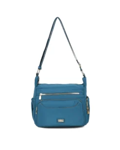 ENRICO COVERI - Borsa blu con tasche frontali e laterali