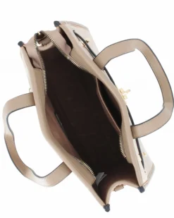 ENRICO COVERI - Borsa due manici taupe scamosciata con tasca posteriore, tracolla removibile