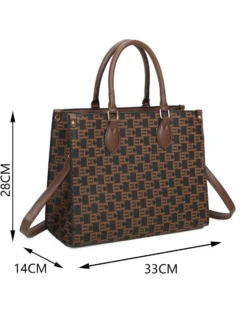 ENRICO COVERI - Borsa due manici loggata nera/cuoio con tracolla removibile