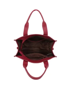 ENRICO COVERI - Borsa due manici rossa con tasca posteriore, tracolla removibile