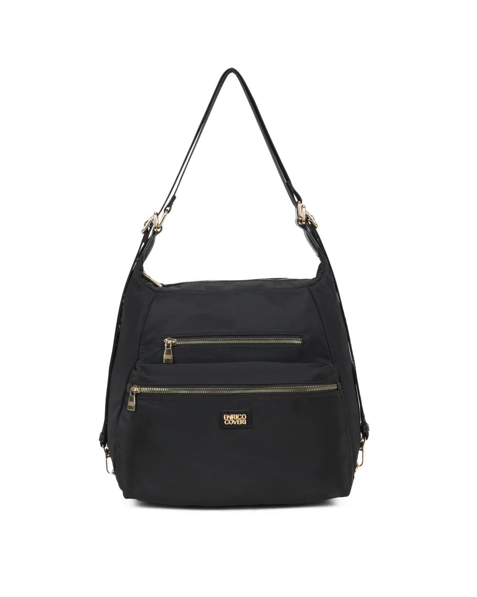 ENRICO COVERI - Borsa/zaino nera con due zip frontali orizzontali