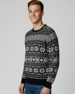 ENRICO COVERI - Maglione manica lunga blu di natale con fiocchi di neve