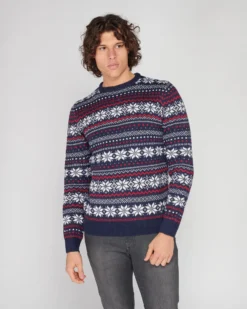 ENRICO COVERI - Maglione natalizio da uomo blu fantasia norvegia