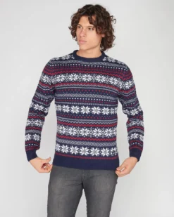 ENRICO COVERI - Maglione natalizio da uomo blu fantasia norvegia