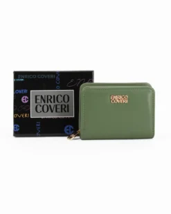 ENRICO COVERI - Portafoglio piccolo verde con taschino posteriore