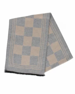 ENRICO COVERI - Sciarpa beige a scacchi con scatola regalo
