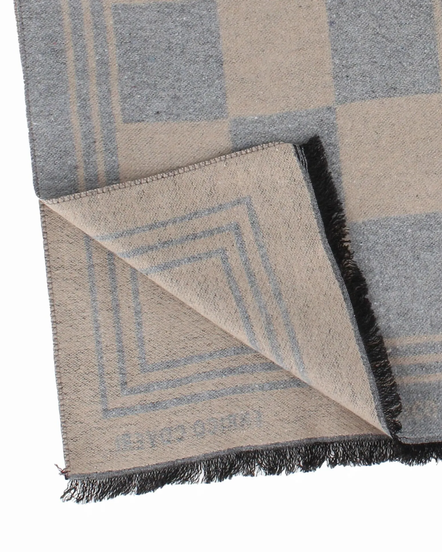 ENRICO COVERI - Sciarpa beige a scacchi con scatola regalo
