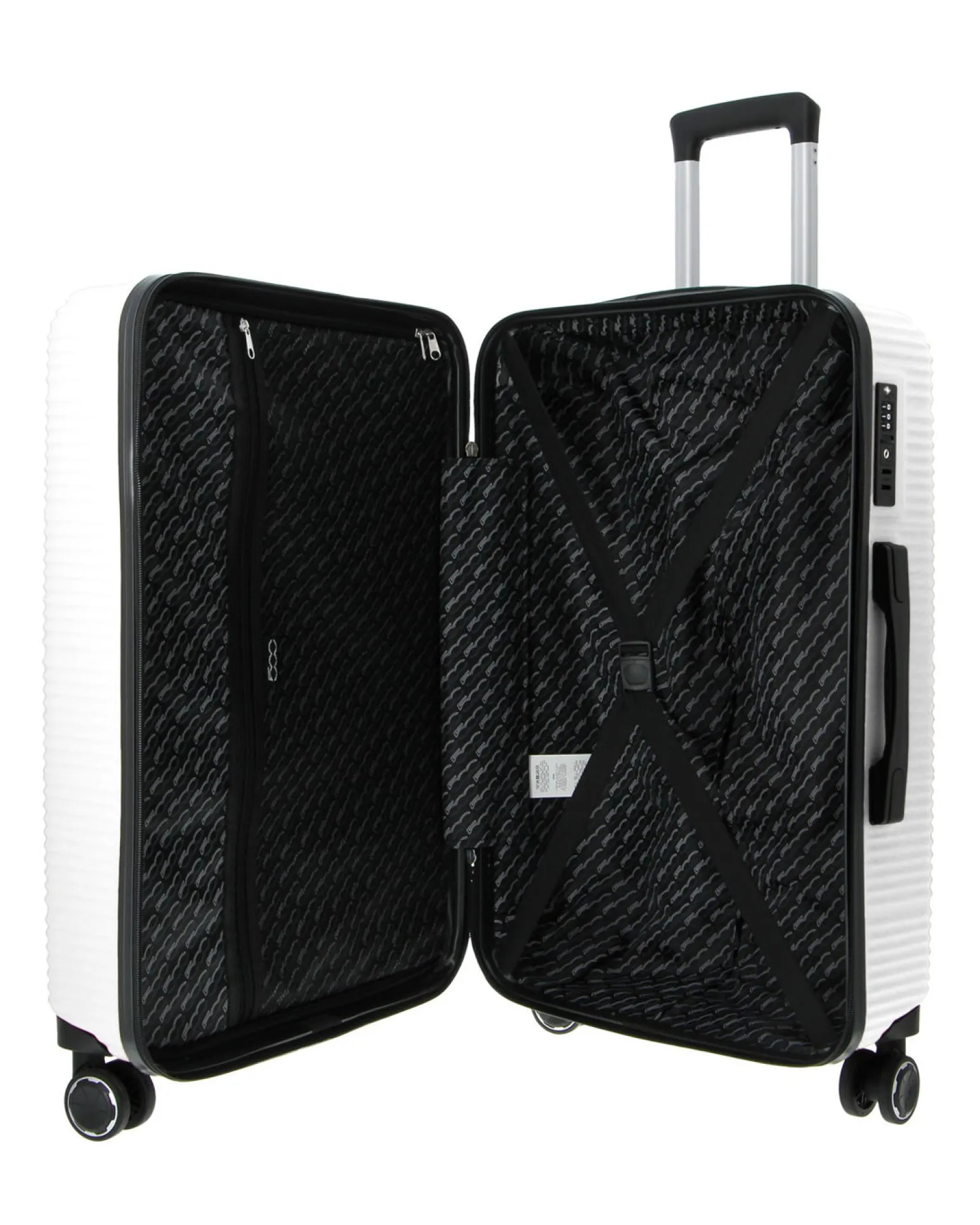 FIAT 500 - TROLLEY BIANCO IN ABS 4 RUOTE CON COMBINAZIONE TSA