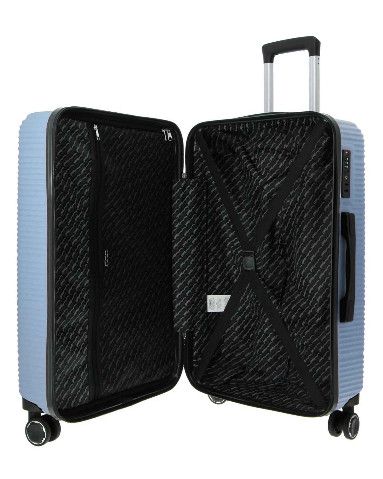 FIAT 500 - TROLLEY CELESTE IN ABS 4 RUOTE CON COMBINAZIONE TSA