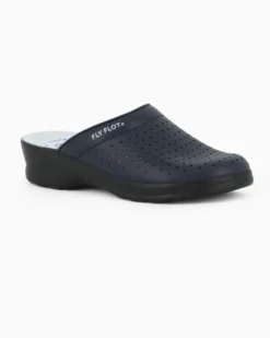 FLY FLOT - Ciabatta sanitaria blu in VERA PELLE da donna - MADE IN ITALY