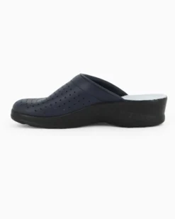 FLY FLOT - Ciabatta sanitaria blu in VERA PELLE da donna - MADE IN ITALY