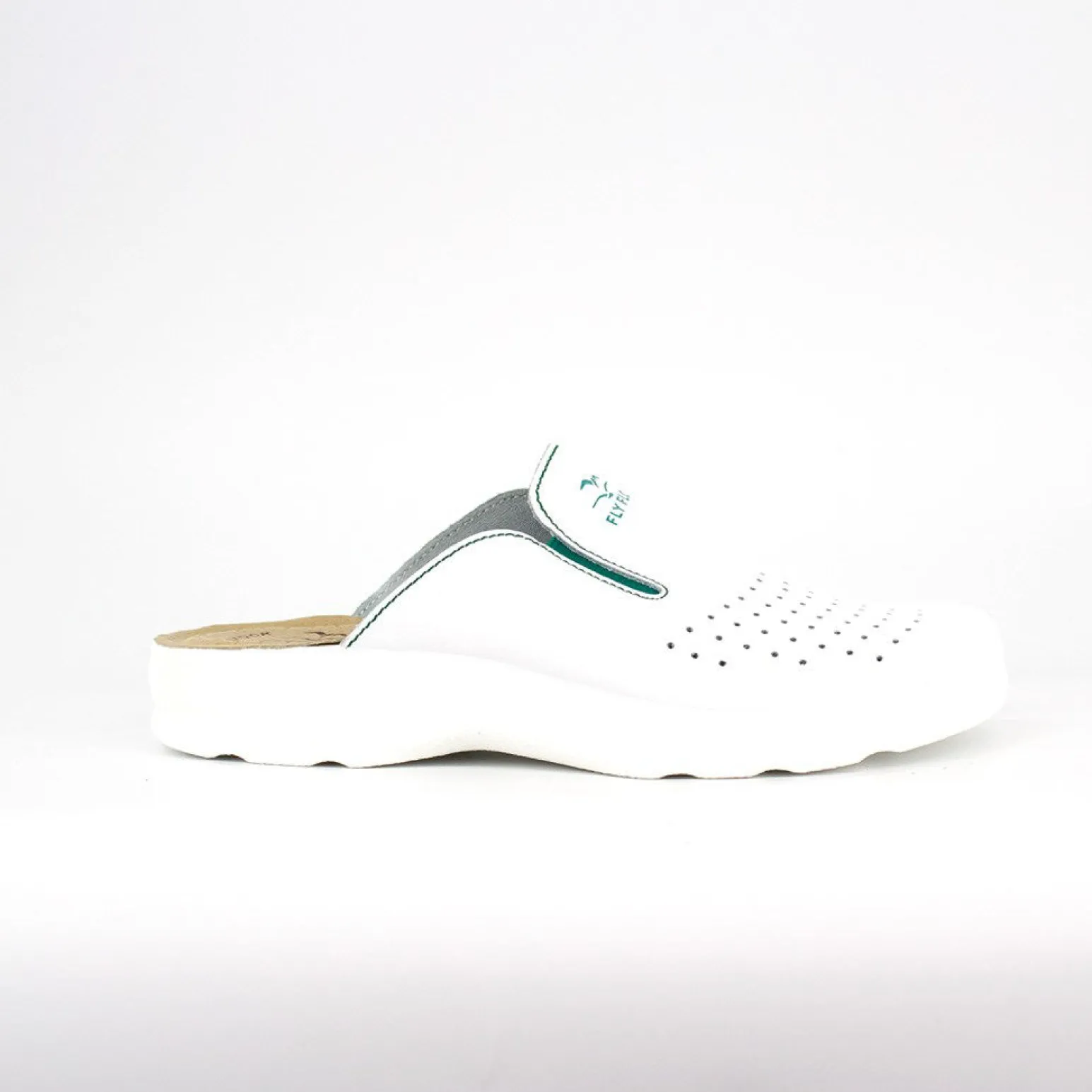 FLY FLOT - Ciabatta sanitaria bianca in VERA PELLE da uomo - MADE IN ITALY
