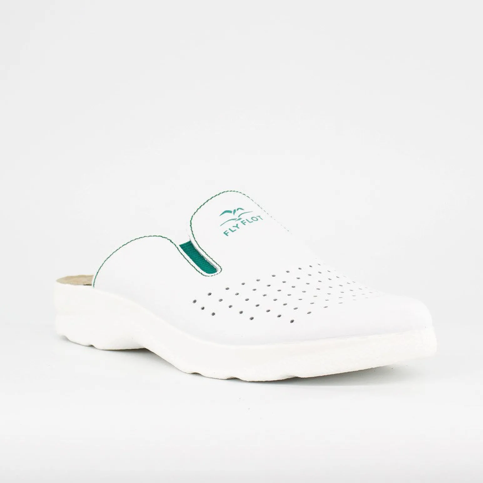 FLY FLOT - Ciabatta sanitaria bianca in VERA PELLE da uomo - MADE IN ITALY