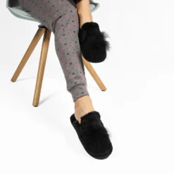 FZ - Pantofole nere in peluche
