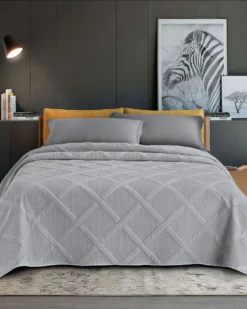 FZ - Trapuntino una piazza grigio trama incroci, 170x250CM