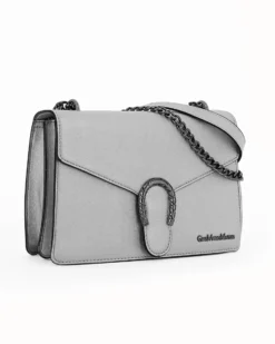 GIANMARCI VENTURI - Borsa tracolla argento con fibbia sulla patta