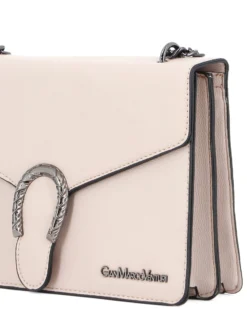 GIANMARCI VENTURI - Borsa tracolla bianco sporco con fibbia sulla patta