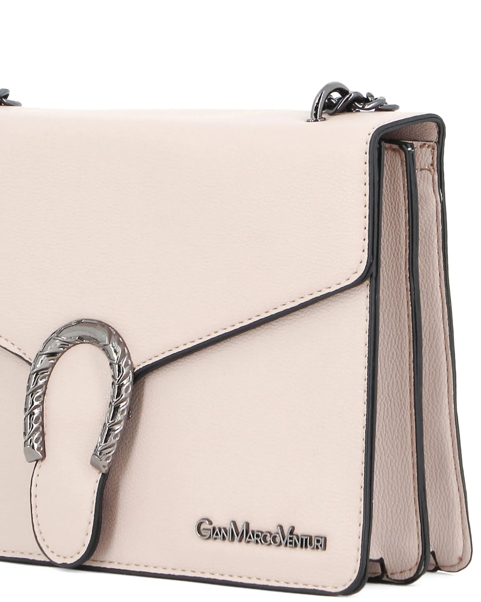 GIANMARCI VENTURI - Borsa tracolla bianco sporco con fibbia sulla patta