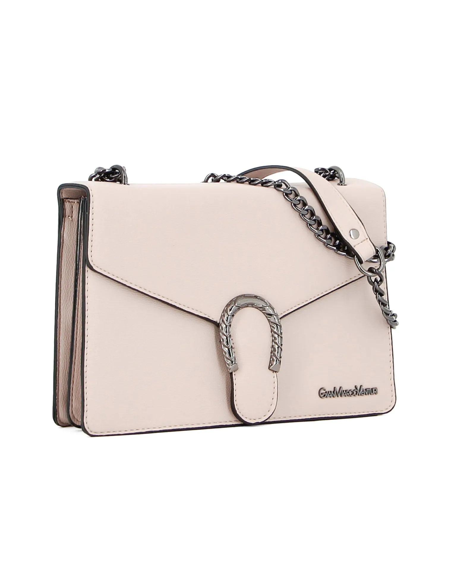 GIANMARCI VENTURI - Borsa tracolla bianco sporco con fibbia sulla patta