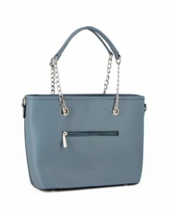 GIANMARCO VENTURI - Borsa shopping azzurra con tasca posteriore e tracolla removibile