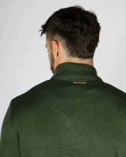 GIANMARCO VENTURI - Maglione mezza zip verde militare da uomo