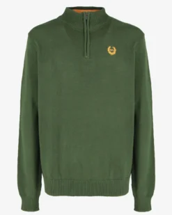 GIANMARCO VENTURI - Maglione mezza zip verde militare da uomo
