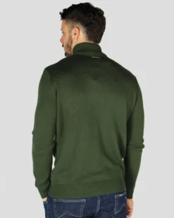 GIANMARCO VENTURI - Maglione mezza zip verde militare da uomo