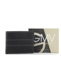 GIANMARCO VENTURI - Portafoglio in VERA PELLE con doppio scomparto banconote e tasca portaspicci