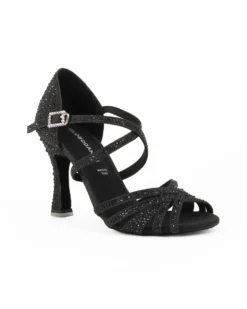 GLOBODANCE - Scarpa da ballo nera glitterata con sottopiede in memory foam, tacco 8,5CM