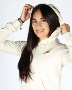 GOLA - FELPA CON CAPPUCCIO FULL ZIP CREMA DA DONNA