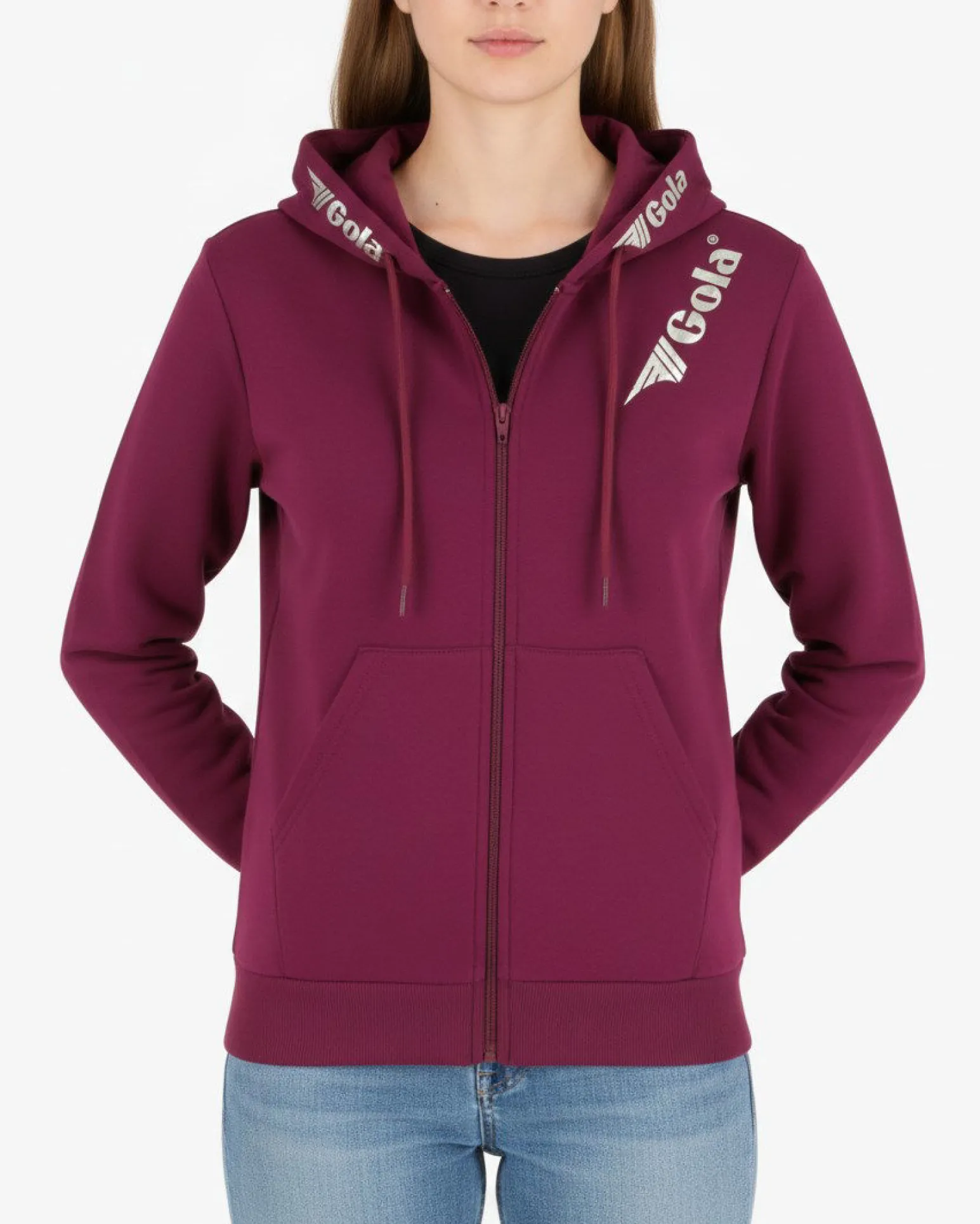 GOLA - FELPA CON CAPPUCCIO FULL ZIP PRUGNA DA DONNA