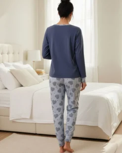 INFIORE - PIGIAMA LUNGO BLU DA DONNA IN COTONE