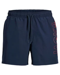 JACK&JONES - Boxer mare Maui Wave blu scuro con logo laterale