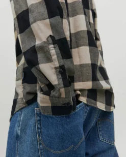JACK&JONES - CAMICIA A QUADRI NERA E BEIGE IN FLANELLA DA UOMO
