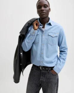 JACK & JONES - CAMICIA JEANS MANICA LUNGA LIGHT BLUE DA UOMO